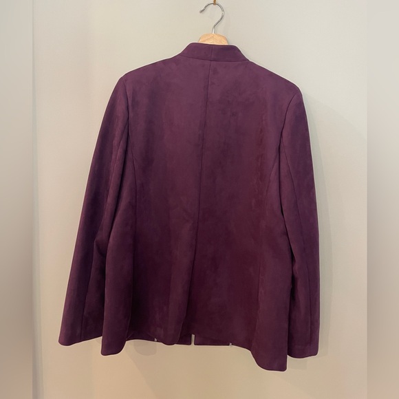 Calvin Klein size 12 plum stretch velvet-style women’s blazer - Picture 2 of 3